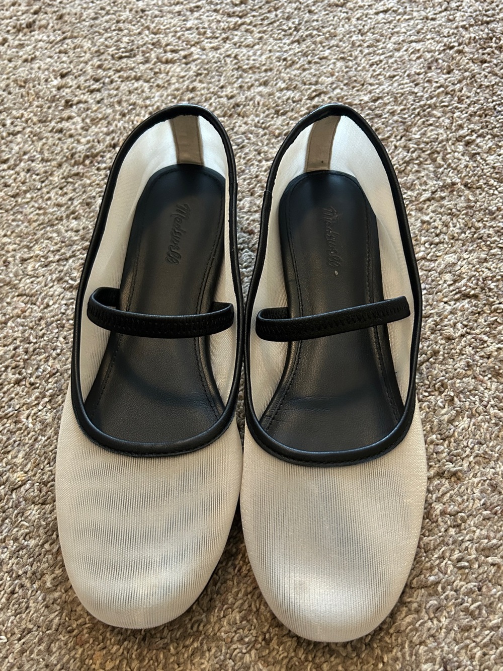 Madewell White and Black Mary Jane Flats